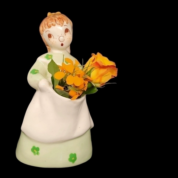 Vintage California Pottery DELEE? Rare freckled girl planter vase - Picture 7 of 10